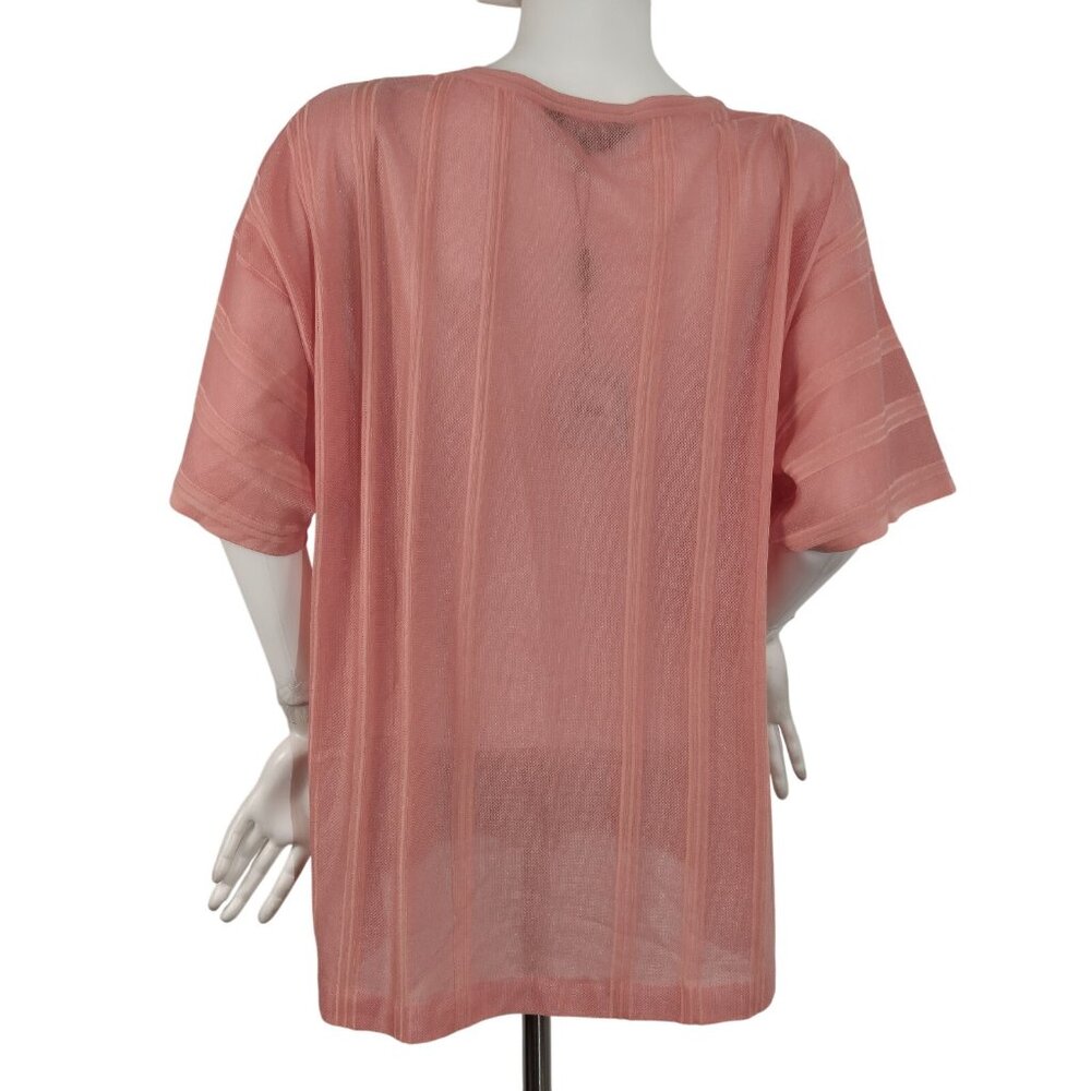 Ming Wang Women's Size XS Dolman Sleeve Knit Tunic Orange Burst Tonal Stripes 63 - Picture 3 of 11